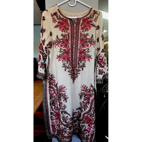 Dresses & Skirts - Handmade Hand Emboidered Bohemian Dress Med Kashmiri Inspired Kurta Tunic Dress